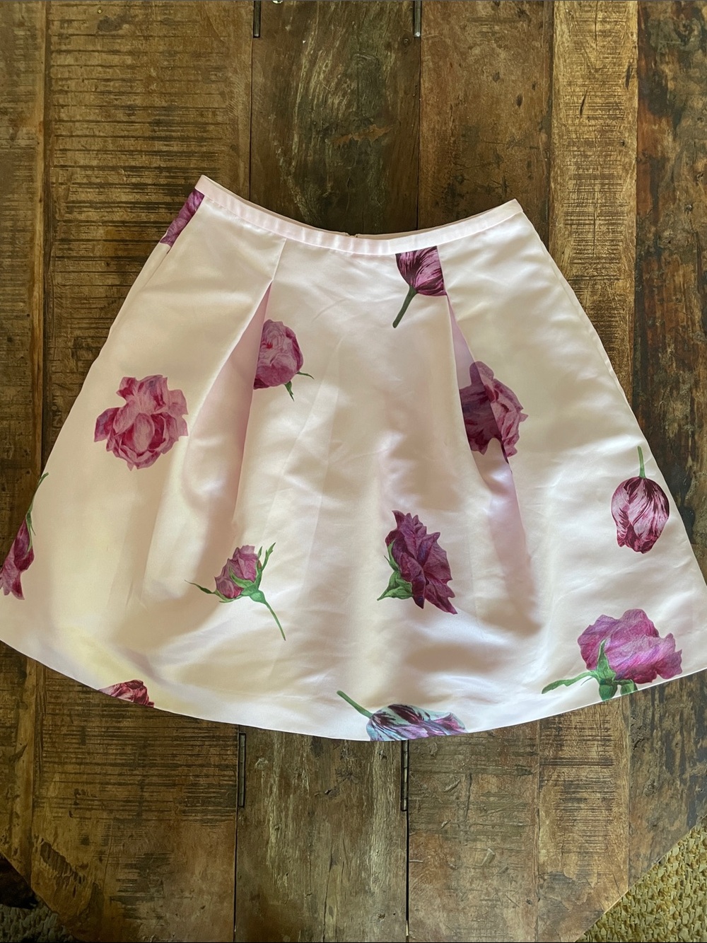 Ted Baker London Pink Circle Skirt with Purple Rose Print